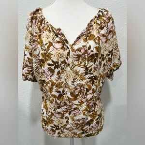 CANDACE CAMERON BURE Floral Printed Viscose Top EUC